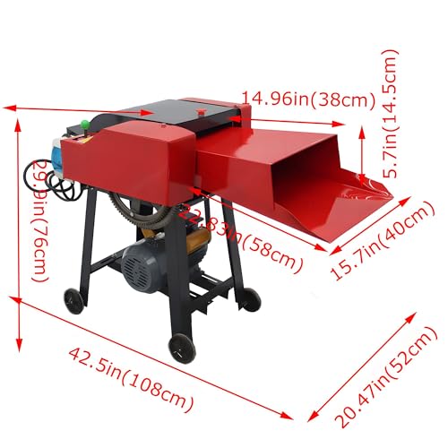 Banfluxion 220V 6-Blade Hay Cutter Pulverizer Grass Crusher Red