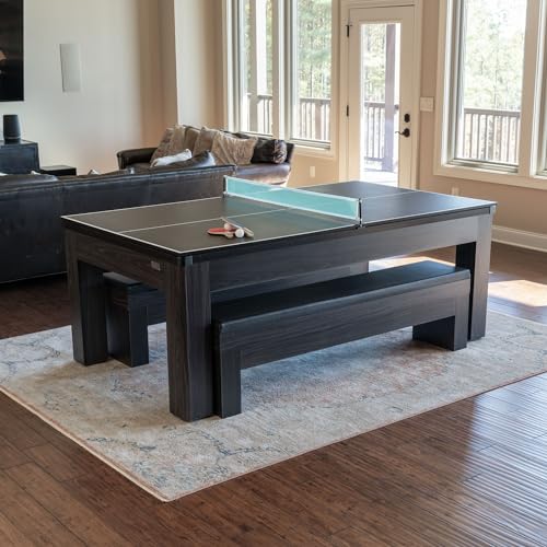 Chamberlain Game Tables New York Nights 7 Ft Pool Table Set with Benches and Top Espresso