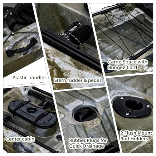 ProMaintain Fishing Kayak 13FT Green Camo