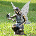 Zeckos Fairy and Butterfly Grace Garden Statue Gray
