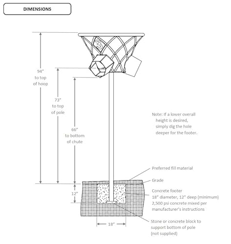 Discount Playground Supply 7 Foot Triple Shoot Children's Basketball Game Inground Mount Outdoor Hoop Orange