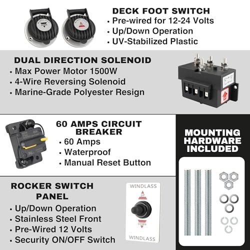 South Bend Components C912 Vertical Windlass Anchor System 900W 12V DC Motor Stainless