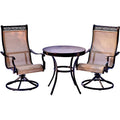 Hanover Monaco 3-Piece Patio Dining Set with Swivel Rockers and Bistro Table Tan