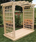 Backyard Crafts Amish-Made Cambridge Style Pine Arbor 6' Wide Walkthrough Walnut Stain