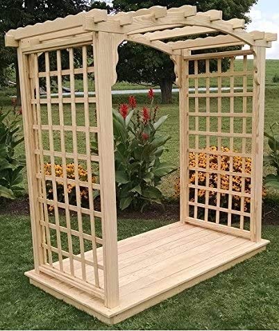 Backyard Crafts Amish-Made Cambridge Style Pine Arbor 6' Wide Walkthrough Walnut Stain