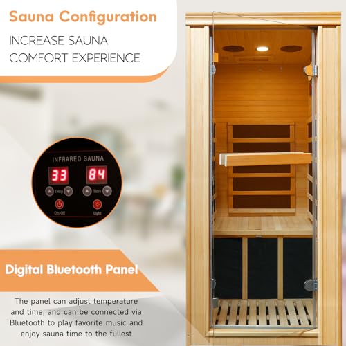 RIGO Far Infrared 1-Person Sauna Canadian Hemlock Wood