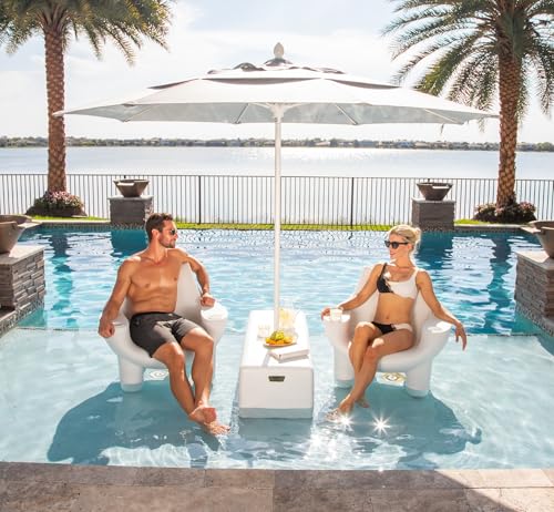 REZVANI FURNITURE STUDIO Tenjam Mibster Chair Pool Lounge Set of Two White Granite