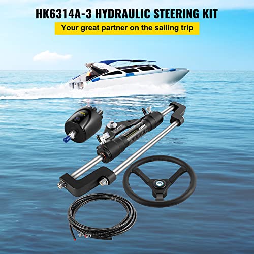 VEVOR Hydraulic Outboard Steering Kit 300HP with 14 ft Hose and 13.5" Wheel