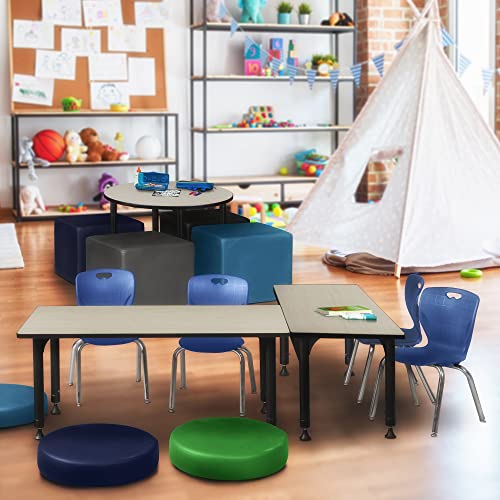 Regency Kee Height Adjustable Classroom Table Set with Two 12" Andy Chairs, 60" x 30", Maple/Navy