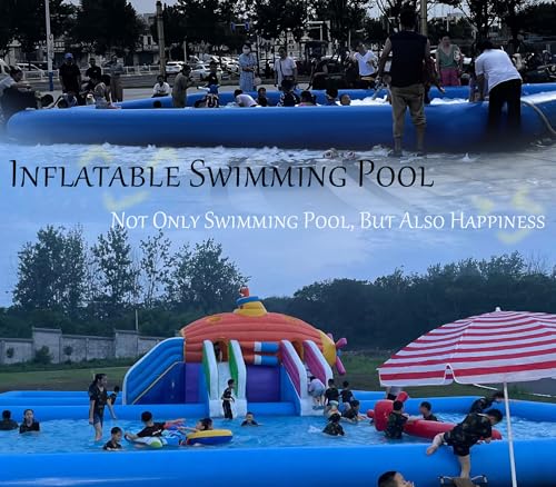 INTSUPERMAI 19.7ft Blue Inflatable Above Ground Pool with Blower