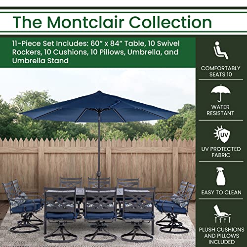 Hanover Montclair 11-Piece Outdoor Dining Set Navy