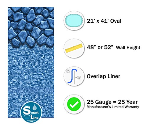 Smartline Oval Liner | Boulder Swirl Design | 21'x41' | Overlap Style | 48-52" Wall Height | 25 Gauge Vinyl