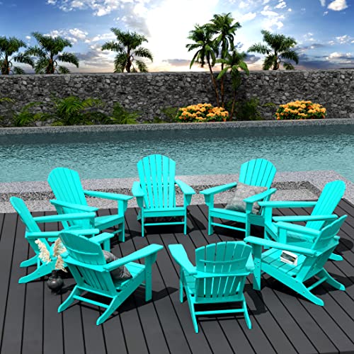 WestinTrends Dylan Adirondack Chairs Set of 8 All Weather Poly Lumber Outdoor Patio Turquoise