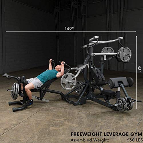Body-Solid Free-Weight Leverage Gym with Squat Attachment Black