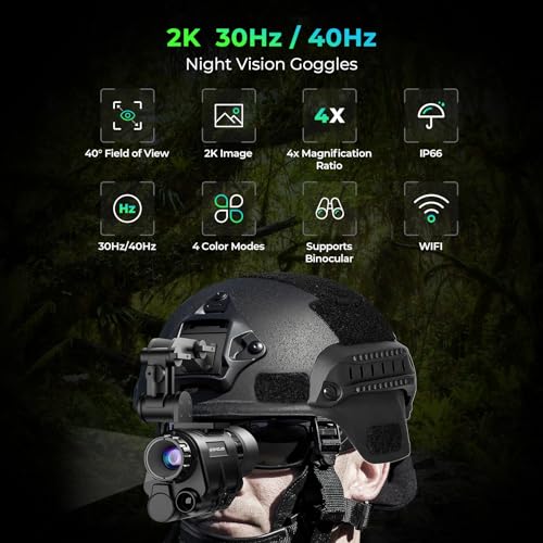 GOYOJO NVG Night Vision Goggles Helmet Mounted 2K Binoculars Black