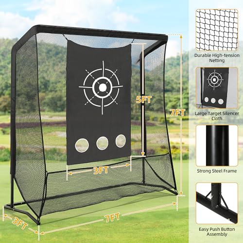 DWVO Golf Hitting Net with Steel Frame Black