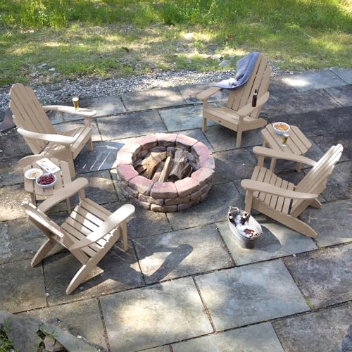 Highwood Classic Westport 6pc Set Adirondack Chairs with Side Tables Woodland Brown