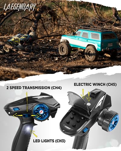 LAEGENDARY 4x4 RC Crawler Truck 1:10 Scale Blue Green Brushless
