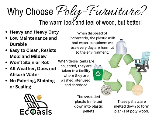 EcOasis Grand Lake Amish Crafted Poly Outdoor Adirondack Double Balcony Glider Weatherwood on Black