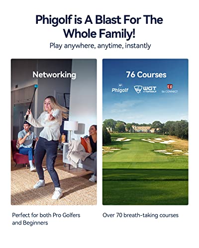 PHIGOLF Home Golf Simulator with Weighted Swing Stick, Indoor & Outdoor Use, Motion Sensor & 3D Swing Analysis, Android/iOS Support, WGT & E6 Connect - Phigolf1