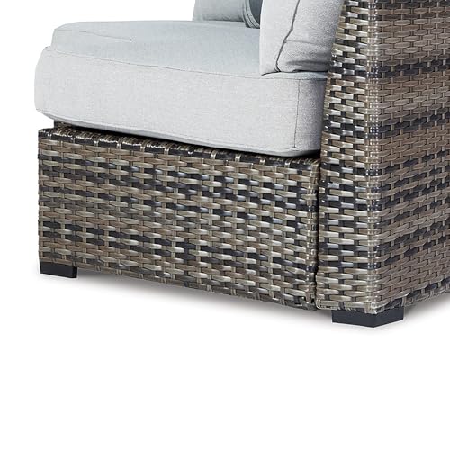 Benzara Mita 86 Inch Outdoor Loveseat with Pillows Gray Beige Black