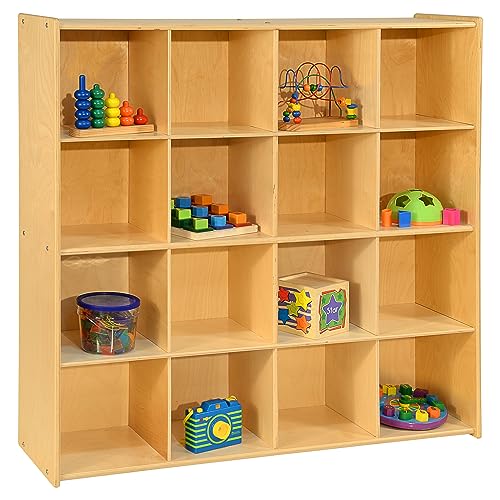 Contender Kids 16 Cubby Storage Shelf Natural