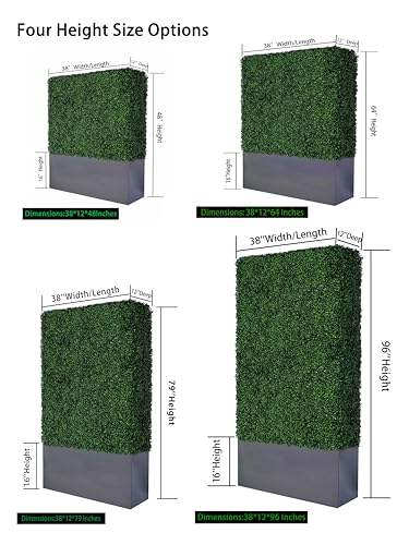 AGPL Artificial Hedge Wall with Dark Gray Stainless Steel Planter Box 38"x12"x96" Gray