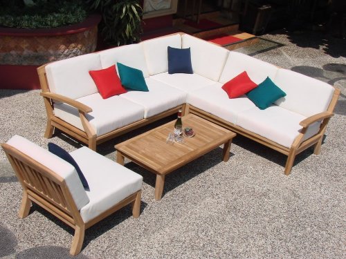 WholesaleTeak Outdoor Fabric Cushions for Samurai 5pc Sectional Sofa Set Multi-color