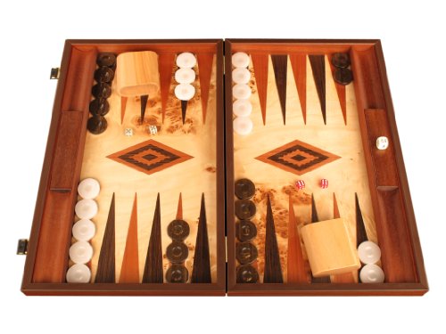 Manopoulos Lupo Wood Backgammon Set 18 3/4" Brown
