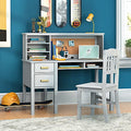 Guidecraft Taiga Kids Desk Set with Hutch & Chair Grey