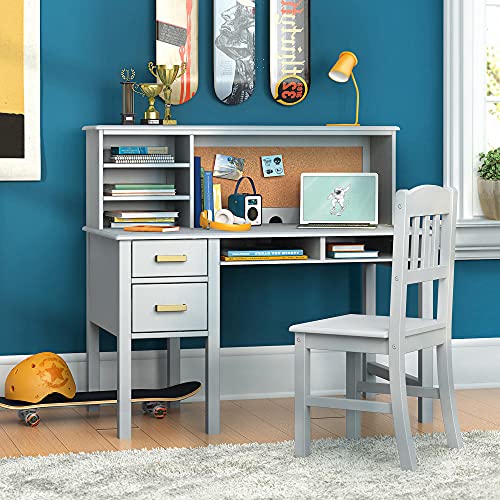Guidecraft Taiga Kids Desk Set with Hutch & Chair Grey