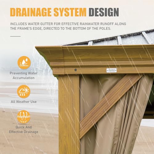 MATONELL 14x20FT Hardtop Gazebo Permanent Metal with Aluminum Frame Brown