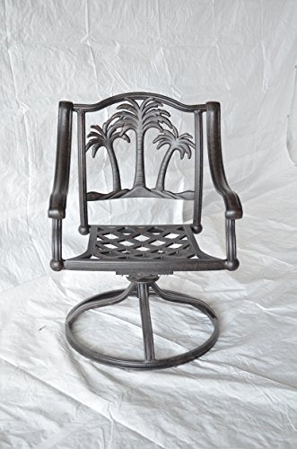 Patio Land Palm Tree Outdoor Patio Swivel Rocker Dining Chairs Dark Bronze