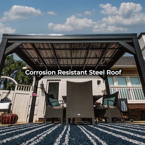 Backyard Discovery Stonebridge Galvanized Steel Outdoor Gazebo Pavilion Black