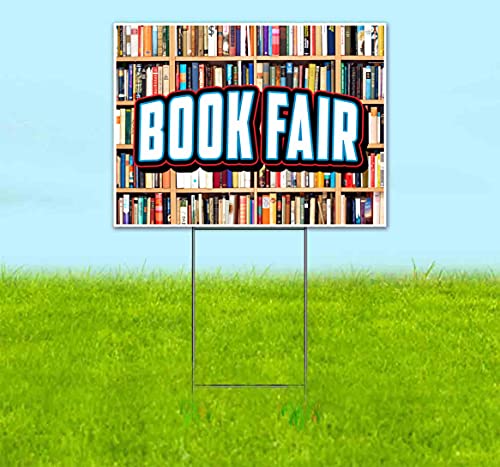 TampaPrinting Book Fair Yard Sign 18" x 24" with Metal Step Stake