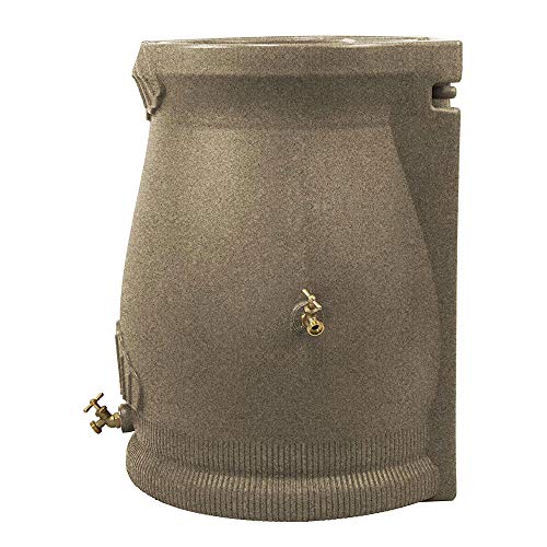 Good Ideas Rain Wizard 50 Gallon Rain Barrel with Planter Space and 2 Brass Spigots Sandstone (4 Pack)