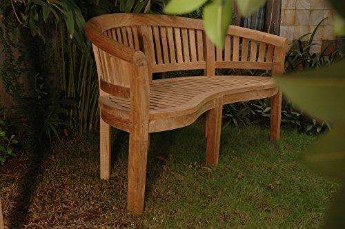 Anderson Teak Curve 3 Seater Bench Extra Thick Wood Teak Natural