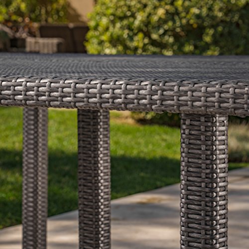 Christopher Knight Home Fiona Outdoor Stacking Wicker Square Dining Set, 9-Pcs Grey