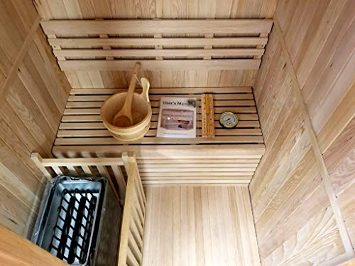 MCP Sauna Canadian Hemlock Wood Traditional Swedish Indoor Sauna Spa 48" 1-2 Person 6KW Heater