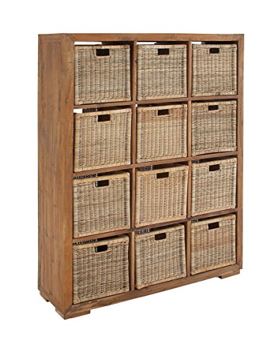 Deco 79 Wood Teak Rattan Basket 48x65 Inch Brown