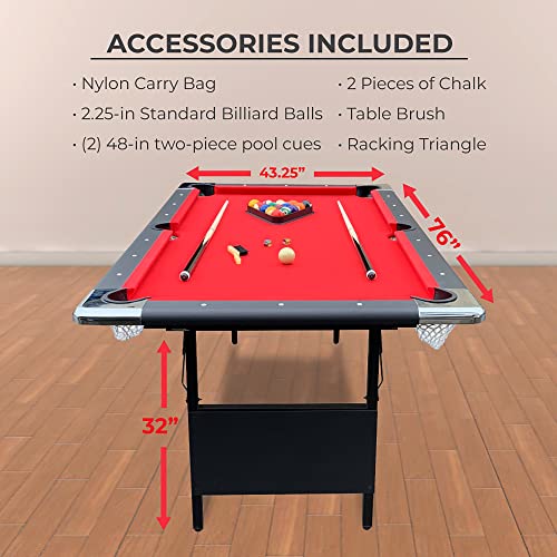 Hathaway Fairmont Portable 6-Ft Pool & Billiard Table Red