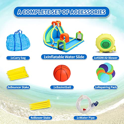 SunSports Inflatable Water Slide Park with Tunnel for Kids Outdoor
