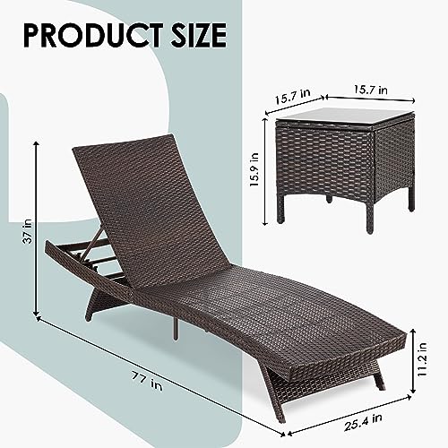 Pamapic 6-Piece Patio Chaise Lounge Set with Adjustable Backrest and Removable Cushion Beige