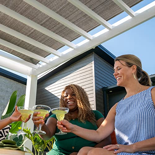Backyard Discovery Windham 14' x 12' Galvanized Steel Pergola Kit with Shade Sail Canopy White