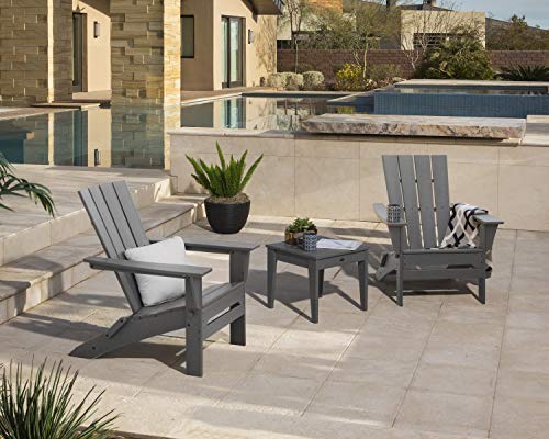 Polywood Quattro 3-Piece Adirondack Chair Set with Side Table Lemon/White