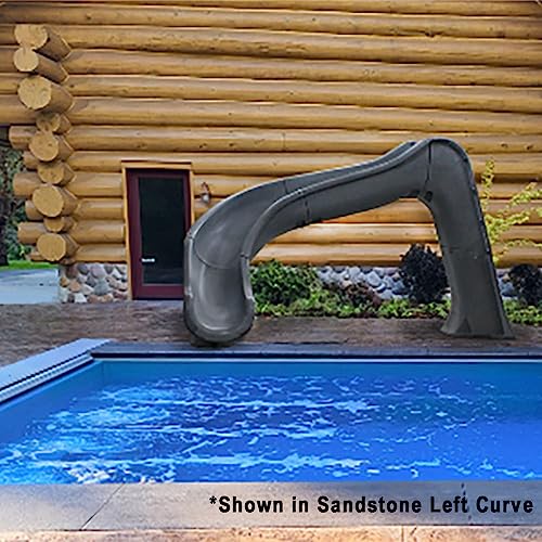 Global Pool Products Inground Swimming Pool Water Slide Deck Mounted Right Curve Turn Sand