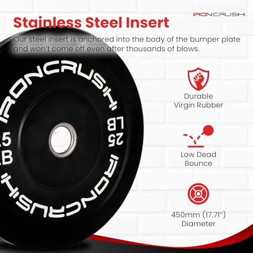 Iron Crush Olympic Bumper Plate Sets - Premium Virgin Rubber Weights for Strength Training - Compatible with 2" Barbells (280LB)