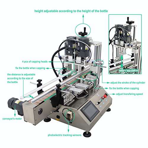 TECHTONGDA Automatic Electric Bottle Capping Machine with Conveyor Stainless Steel