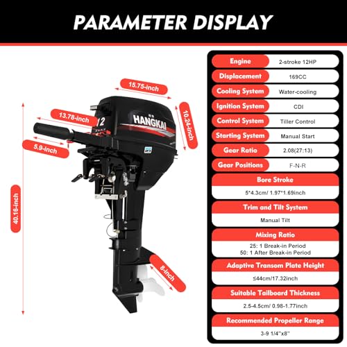 Xlsdlvcnxz 12HP 2-Stroke Hangkai Outboard Motor Black