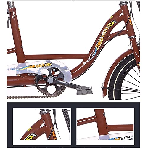 FGVDJ Adult Tricycle 16" Trike Cruiser Bike 1 Speed Cargo Cycling with Light & Basket Brown